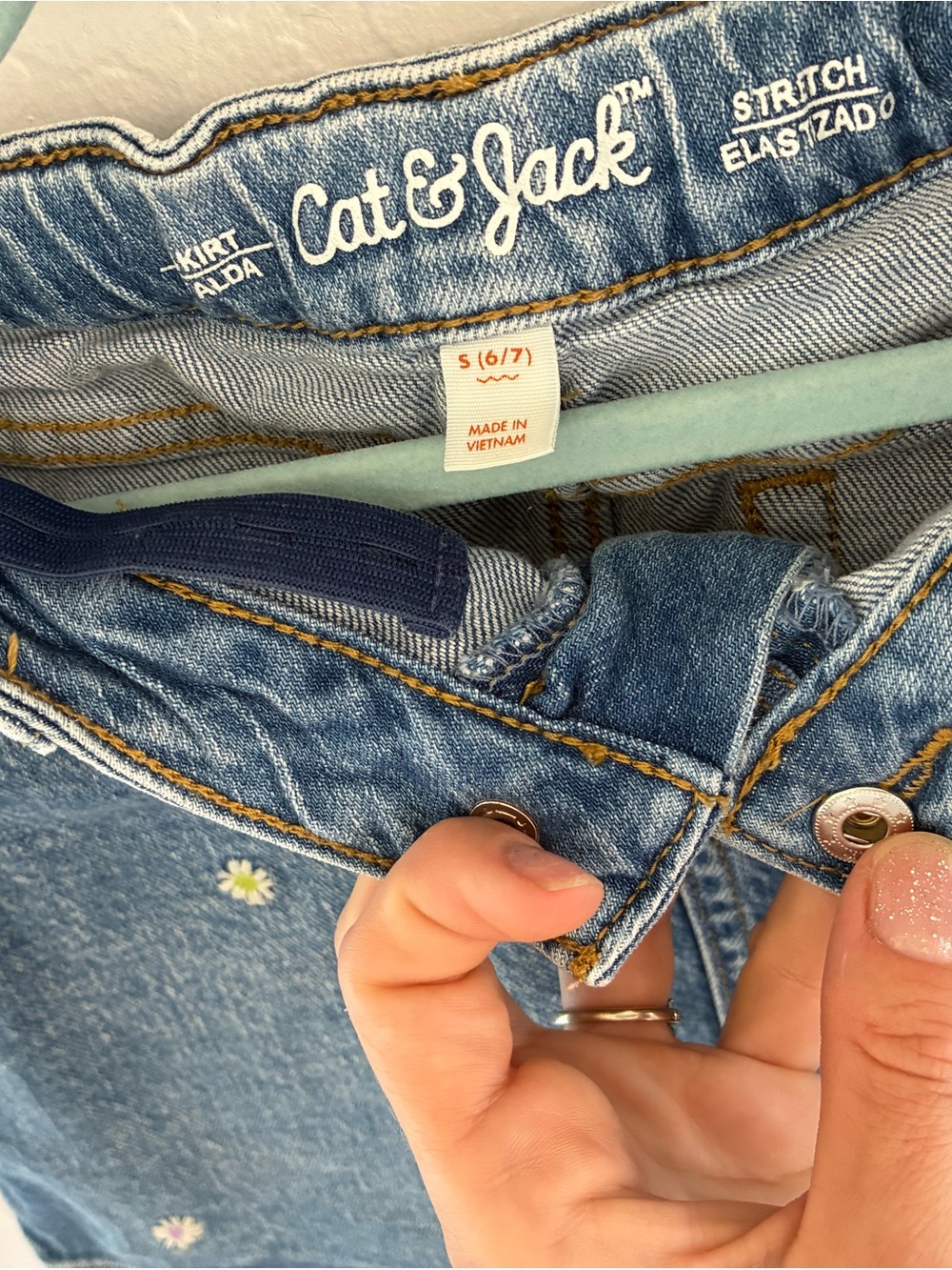 3 summer girls skirts/skort bundle 6-7 blue jean embroidered and yellow eyelet - Picture 10 of 16